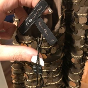 BCBG maxazria sequin dress XS bronze / gold